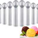 Gejoy 12 Pcs Ice Cream Scoop 7 Inch Nonstick Anti Freeze Ice Cream Scooper Aluminum Design Dessert Spoon for Gelatos Frozen Yogurt Fruit Sundaes Sorbet Almond Cookie Dough (Silver)