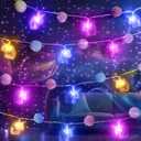 Unicorn LED Fairy Lights with Pom Poms Battery Operated Gifts for Kids Bedroom, Birthday Party, Christmas Decorations