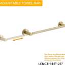 BESy Adjustable 15 to 26 Inch Single Bath Towel Bar for Bathroom SUS304 Stainless Steel Towel Holder, Wall Mount with Screws Hand Towel Bar Rod Hotel Style, Brushed Gold