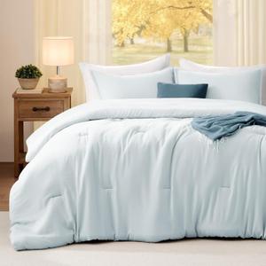 Quataly Oversized Queen Comforter Sets SkyBlue, 3PCS Soft Lightweight Breathable Bedding Comforter Sets for All Season, Queen XL(98''×98'' Comforter & 2 Pillowcases)