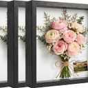 3 Pcs 8 x 8 Shadow Box Frame, Wooden Hollow Picture Frame with Clear Acrylic Front, Memory Display Case Bulk for Photos, Awards, Dried Flowers, Seashells and Memorabilia Decor (Black)
