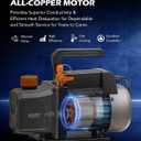 Orion Motor Tech Vacuum Pump, 4 cfm 1/3 hp HVAC Single Stage Vacuum Pump for R12 R22 R134a R410a R502, Auto AC Vacuum Pump Kit for Automotive Air Conditioner Resin Degassing & More, Oil Included
