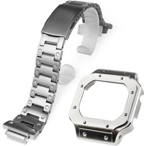 DW5600 Case Band Mod Kit, Stainless Steel Strap Case Bezel with Face Nails Compatible with Casio G-shock DW5600, GB5600, GW-B5600, GWX5600, DW5025/ DW5700/ DW5735/ DW5750 (Silver)
