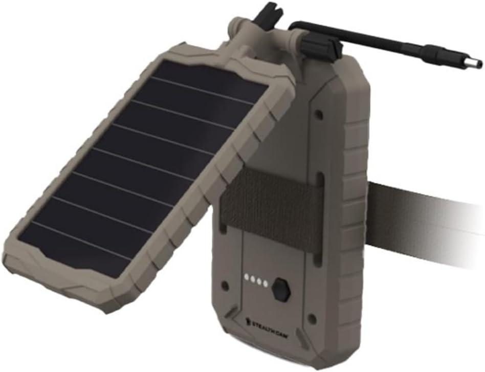 Stealth CAM Durable Sol-Pak Solar Battery Pack, 12V Solar Power Panel, Rechargeable Battery & Insulated Cable, Compatible with All Wireless/Cellular Trail Cameras - 5000 mAh