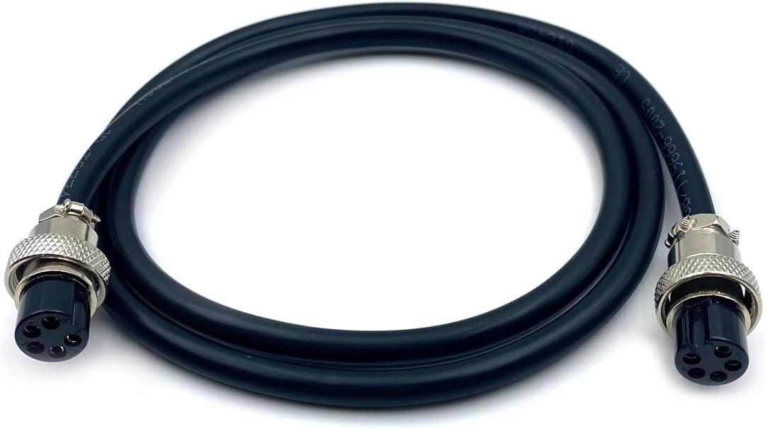16.4ft GX16 5 Pin Cable Double Female Head Aviation Cordset, GX16 5Pin Panel Mount Circular Metal Aviation Connector Adapter Female to Female Cable 20AWG (5Meter)