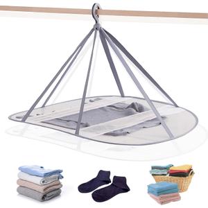 1 Tier Folding Mesh Clothes Drying Rack with Internal Fixation Stackable Sweater Drying Rack Portable Hanging Laundry Rack for Sweater,T-Shirt,Delicates,Swimsuit (2 Pack)