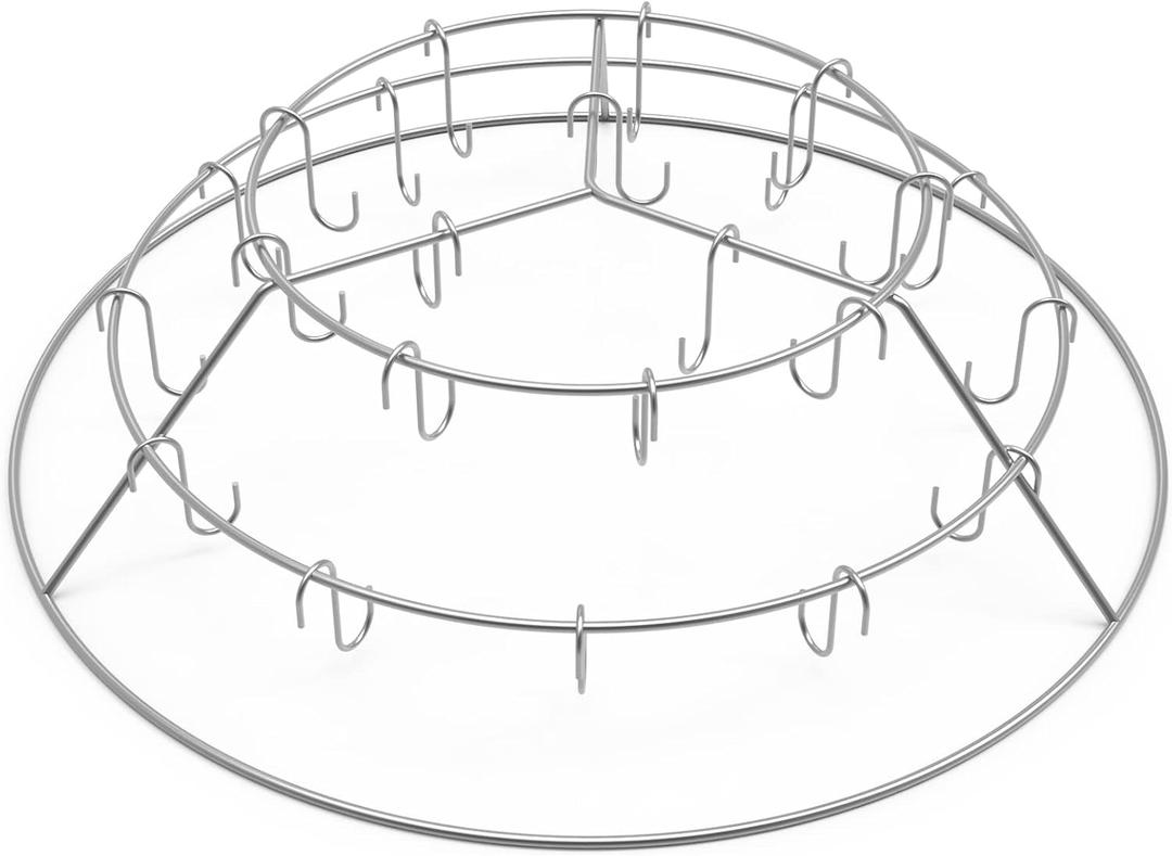 Onlyfire Rib Hanging System, Stainless Steel 3-Tier Rib Hanger with Removable Cooking Hooks, Barbecue Cooking Accessories for Weber 22 inch WSM Cooker & Weber 22 inch Kettle Grill