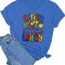 Autism Awareness Shirt Women Autism Shirts Autism Support Tops in April Blue Autism Mom Clothes Special Education Tees (Blue, S)