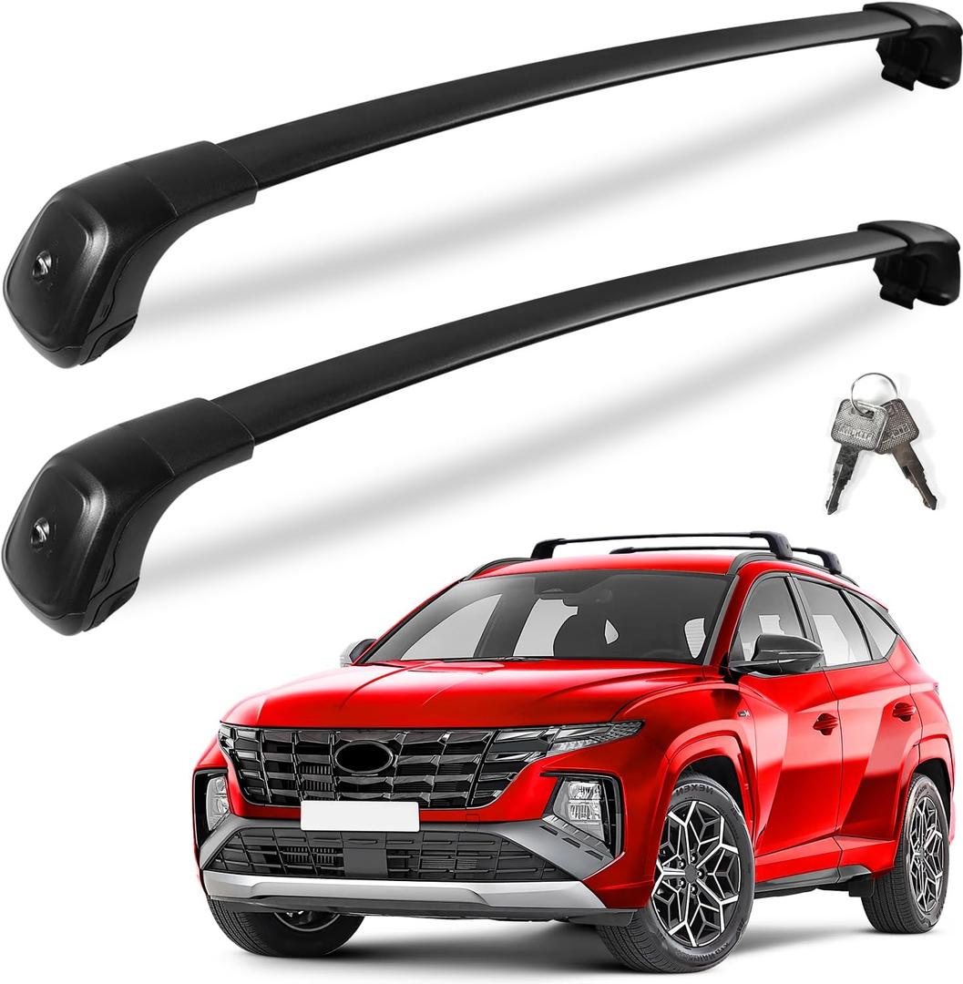 260lbs Lockable Roof Rack Cross Bars Compatible with Hyundai Tucson 2022-2025 SE SEL N Line Limited NX4 Hybrid, Heavy Duty Anti-Theft Aluminum Roof Rails Crossbars Carrier Luggage Kayak (Compatible with Tucson 22-25 (Aluminum Brackets))
