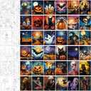 Skyygemm 36 Pcs 8 x 10 Inch Halloween Pre Drawn Canvas for Painting Pre Stretched Canvas Painting for Adults Pre Drawn Canvas Outline for Sip and Paint Party Supplies Favor