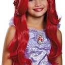 Disguise Girls Modern Ariel Deluxe Child Wig, RED