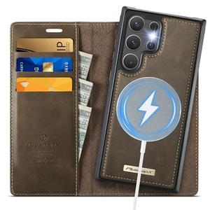 PlusnapX Wallet Case for Samsung Galaxy S25 Ultra Compatible with Magsafe, 2-in-1 PU Leather Flip RFID Blocking Card Holder Stand Shockproof Magnetic Detachable Cover for Galaxy S25 Ultra, Brown