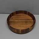 Acacia Wood Lazy Susan - 12 Inch Wooden Turntable Organizer for Kitchen Counter, Dining Table, Countertop - Rotating Serving Tray with Raised Edges - Natural Wood Finish