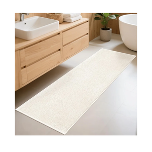 Bathroom Runner Rugs, Thin Absorbent Non-Slip Bath Mat, Quick Dry Low Pile Mats for Bathroom Floor Front of Bathtub,Shower Room,Sink,20"×47",White