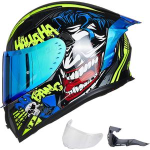 ILM Motorcycle Helmet Full Face with Pinlock Compatible Clear&Tinted Visors and Fins Street Bike Motocross Casco DOT Model Z501(Surprise Yellow, X-Large)