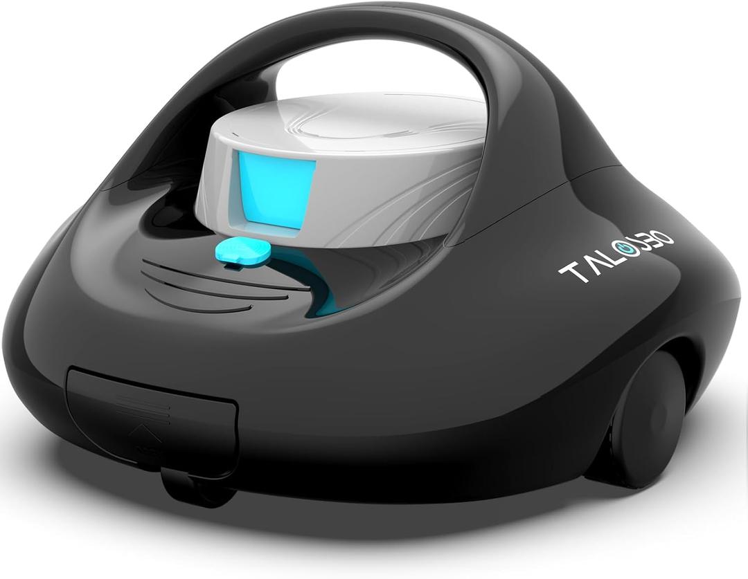 (2025 Upgraded) TALOSBO Pleco Se Cordless Pool Vacuum Up to 130 Mins Runtime, Robotic Pool Cleaner with 2.5H Fast Charge, Ideal for Flat Above Ground and Inground Pools up to 861 Sq. Ft. (Black&White)