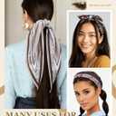 AWAYTR Women Triangle Head Scarf 3Pcs Tie Back Hair Bandanas for Women with Metal Studs - Head Coverings Cute Headscarf (Solid Colors - Khaki + Brown)