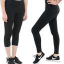 SATINA High Waisted Leggings for Women - Comfortable and Stretchy in Versatile Sizes and Colors - Workout Yoga Leggings Set (One Size Plus, Black & Black)