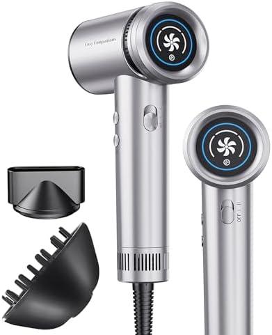 Cosy Companions Hair Dryer - High-Speed 150,000 RPM Hairdryer for Fast Drying, 500Million Negative Ionic & Thermo-Control & Cool Shot Button & HD Display Blow Dryer with Magnetic Diffuser & Nozzle missing one piece