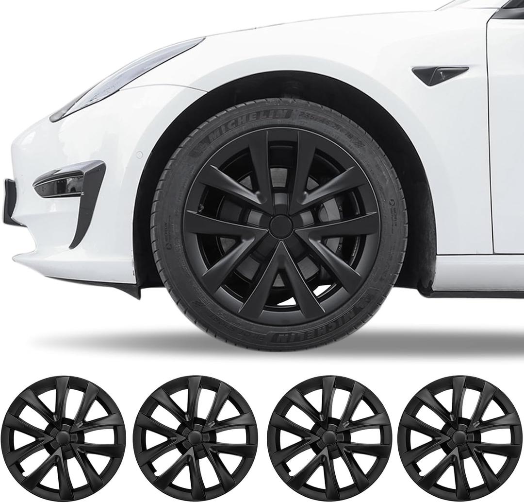 Model 3 Hubcaps - 18 Inch Aero Wheel Covers Replacement Wheel Caps 18" Model S Plaid Arachnid Wheels Version Hub Caps Compatible with Model 3 Accessories 2017-2023, 18inch-4pcs
