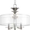 Progress Lighting Marche' Collection Three-Light Semi-Flush Convertible, Medium, Close-to-Ceiling, Nickel