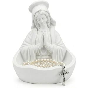 5.5 Inch Our Lady of Grace Virgin Mary Statue, Rosary Holder Catholic Home Decor, Inspirational Religious Gift for Baptism Christmas & Catholic Women