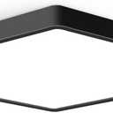 12inch 24W LED Flush Mount Ceiling Light, 5000K Square LED Ceiling Light, Black Flat Panel Lights for Bedroom, Kitchen, Living Room