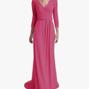 Sheath/Column Mother of The Bride Dress Elegant Jewel Neck Floor Length Chiffon Lace 3/4 Length Sleeve 2024Size M