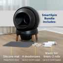 PetSafe ScoopFree SmartSpin Self-Cleaning Litter Box Bundle, Black Odor Control App Controlled Up to 2 Weeks of Hands-Free Cleaning Includes Litter Mat, 50 Waste Bin Liners, 4 Deodorizers