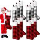 Ceenna 12 Pcs Giant Christmas Stocking Jumbo Christmas Stockings Bulk 34" Inch Tall Oversized Large Xmas Fillable Christmas Stocking Christmas Tree Hanging Ornaments for Decoration (Red, Black, White)