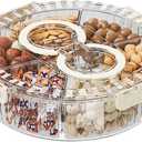 Koja Rotating Snackle Box Container with Lid - Portable Divided Serving Tray for Snacks, Nuts, Candy, Charcuterie, Veggies & Fruit - 360 Turntable Food Organizer for Parties, Movie Night & Travel