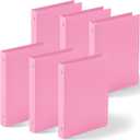 Henoyso 6 Pcs Plastic 1 Inch Mini 3 Ring Binders Fits 5.5" x 8.5" Paper, Holds(Capacity 200 Sheets), Flexible Three Round Rings Small Pink A5 Binders Bulk for School, Office Use, Photo Album