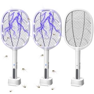 1 Pack Electric Fly Swatter Rackets, 2-in-1 Handhold Bug Zapper with 3000V High Voltage, Plug-in Mosquito Killer Insect Light Trap with 3 Layer Safety Mesh Portable for Indoor Outdoor Use