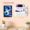 Bedside Shelf Wall Mount, Adhesive Bedside Shelf Accessories Organizer with Hooks and Cable Clips, Dorm Bedside Wall Storage for Phone, Remote, Earphone, Kindle, Plastic (5 Hooks Style)