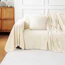 Couch Cover for Pets Sectional Non Slip Sofa Cover for 2 Cushion Couch Washable Chenille Sofa Throws with Tassel Furniture Protector Pet Friendly, Beige, 71''x102''