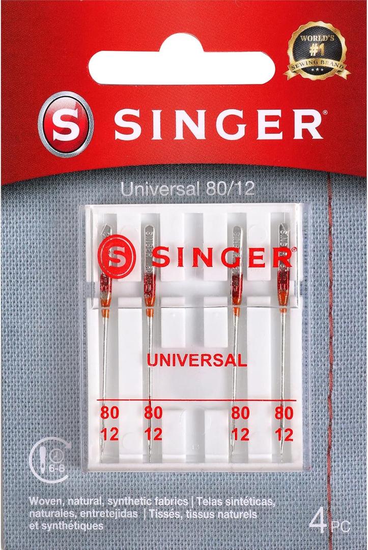 SINGER Regular Point Sewing Machine Needle, 5 Count, Sizes 80/12, 90/14, 100/16