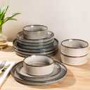 GBHOME Ceramic Dinnerware Sets for 4, 12 Pieces Stoneware Plates and Bowls Sets, Reactive Glaze Dishes -Scratch Resistant, Dishwasher&Microwave Safe