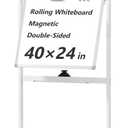 Rolling Whiteboard on Wheels, 40" x 24" Double-Sided Mobile Magnetic White Board with Stand, Portable Standing Dry Erase Board Easel for Home Office Classroom School, Silver
