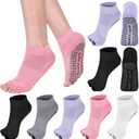 Jeyiour 5 Pairs Toeless Grippy Yoga Pilates Socks for Women Non Slip