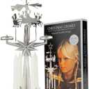 Original Swedish Christmas Chimes, Carousel and 4 Candles  Scandinavian Spinning Festive Chimes for Christmas, Best Memorial Gift Since 1948, Home Decorations - Silver