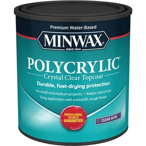 qt Minwax 63333 Clear Polycrylic Water-Based Protective Finish Satin (1 Quarts (Pack of 1))