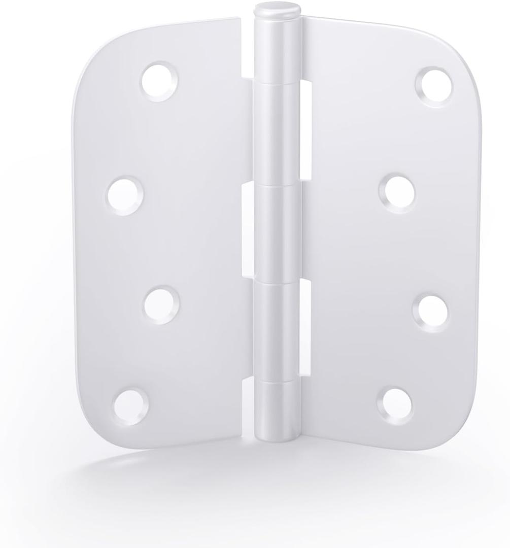 goldenwarm Pack of 3 Door Hinge White Heavy Duty Iron Door Hinges, 4 Inch x 4 Inch Interior and Exterior White Door Hinges with 5/8" Radius Corners