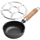 VALICLUD Small Cooking Pot 10.82In Long Handled Oil Skillet with Stove Rack Nonstick Egg Frying Pan for Outdoor Camping and Home Kitchen