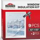 X-Protector Window Insulation for Winter - 9 Pack 42in x 62in - Clear Window Insulation Kit - Perfect Sealer from Cold - Plastic Thermal Cover to Keep The Home Warm!