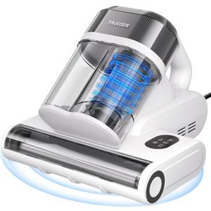 Trucozie Mattress Vacuum Cleaner with 275nm UV-C Light & 149 Heat, 16Kpa Powerful Suction Bed Vacuum for Pet Hair & Dander, Smart Dust Sensor, Anion & Aromatherapy, Corded for Bed, Sofa, Couch, White
