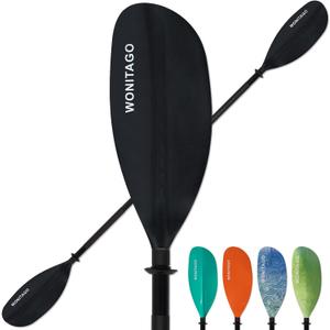 Kayak Paddles with Alloy Shaft and PP Blade, Floating Kayaking Oars, Adjustable 230-250 cm/90-98 Inches, 210-230 cm/82-90 Inches (Black)
