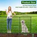 12 Panel No Dig Decorative Garden Fence with Gate - 42in H x 25.67 ft L, Tall Animal Barrier for Dogs Rabbits, Rustproof Metal Wire Panels for Yard, Patio, and Outdoor Border Use
