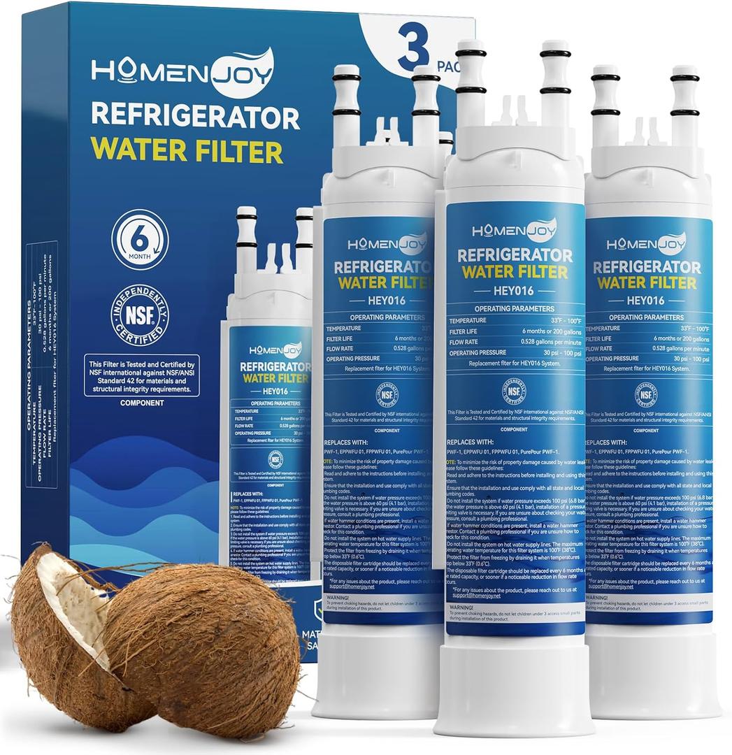 FPPWFU01 Water Filter Replacement For Frigidaire PurePour FPPWFU01 PWF-1, Electrolux EPPWFU01 Water Filter, Pack of 3 