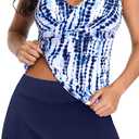Talisea Womens Tankini Bathing Suits with Skirt Two Piece Tummy Control Swimsuits Ladies Swimwear (Blue, L)