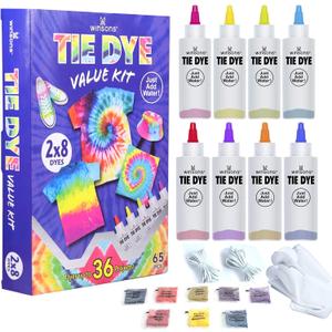 Tie Dye Kit, 8 Colours Non Toxic Permanent Fabric Dye Art Set for Kids Women for Homemade Party Creative Group Activities DIY Gift